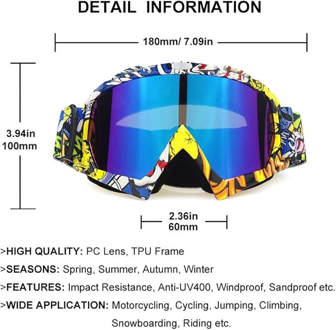 Motorcycle off-road riding anti-UV, anti-dust, anti-fog goggles OTG off-road vehicle ATV, suitable for men, women, teenagers and children. sport glass