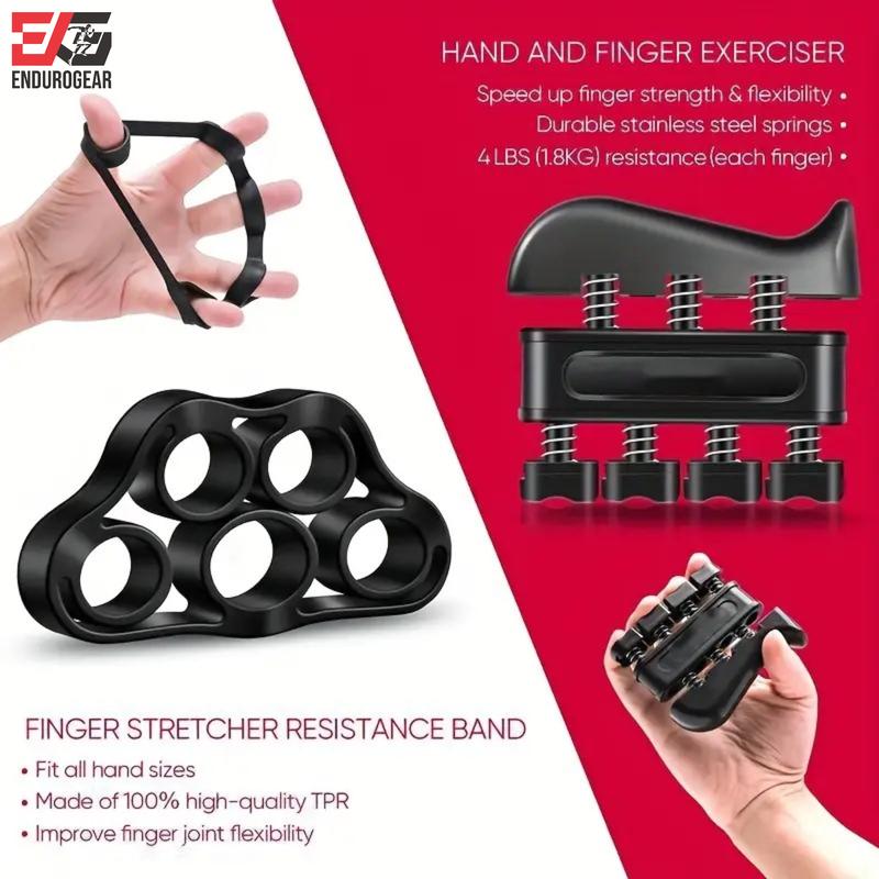 ENDUROGEAR 5-Piece Grip Strengthener Kit - Adjustable Hand Gripper, Finger Exerciser, Stress Relief Ball, & Forearm Strength Trainer