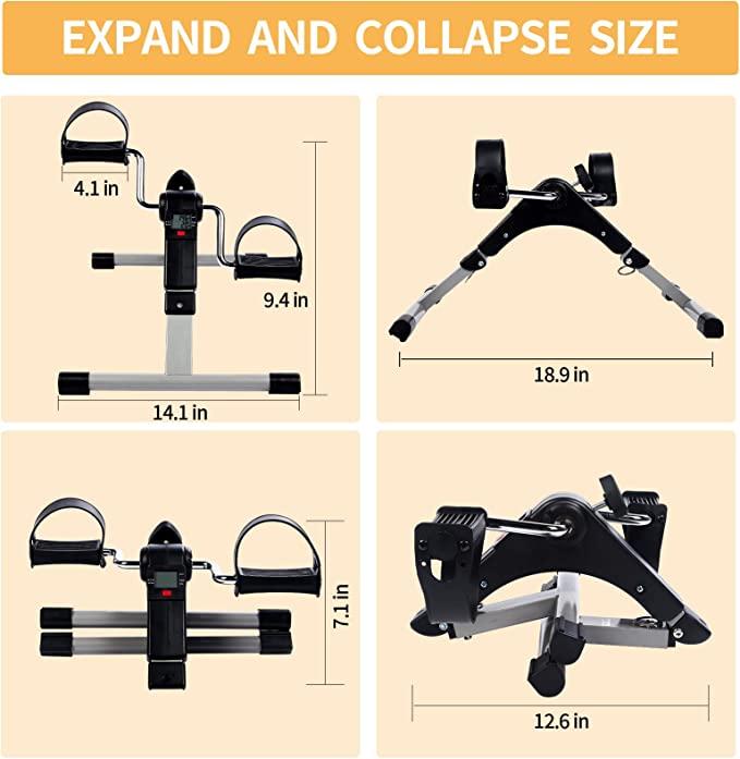 YSSOA Folding Pedal Exercise Bike, Under Desk Bike Pedal Exerciser, Mini Exercise Bike for Arms and Legs Workout, Folding Exercise Peddler Portable with Digital Monitor