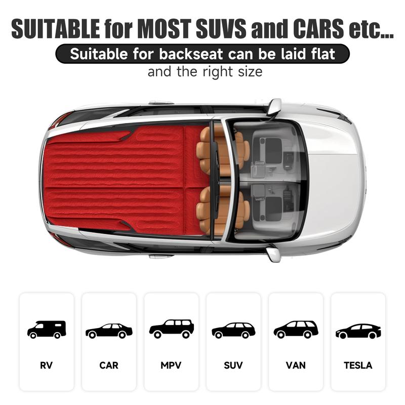 Inflatable SUV Air Mattress Bed Car Mattress for SUV, Double-Sided Flocking Travel Camping Bed Car Air Mattress, Car Sleeping Mattress Bed for Universal SUV with Car Air Pump 2 Pillows airmattress bed