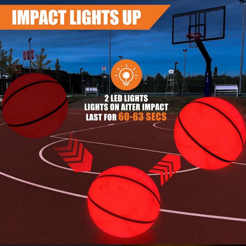 Glow in the Dark Light Up Basketball - Glowing Red Basket Ball for Night Ball Games - Sports Gear Accessories Gifts for Boys