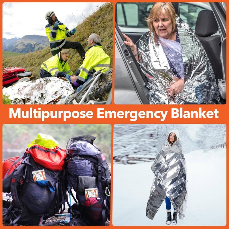 6 Pack Emergency Mylar Blanket, Emergency Blanket Space Blanket Survival Rescue Insulating Reflective foil kit Outdoors Hiking Camping Blanket Perfect for Outdoors, Hiking, Camping Survival