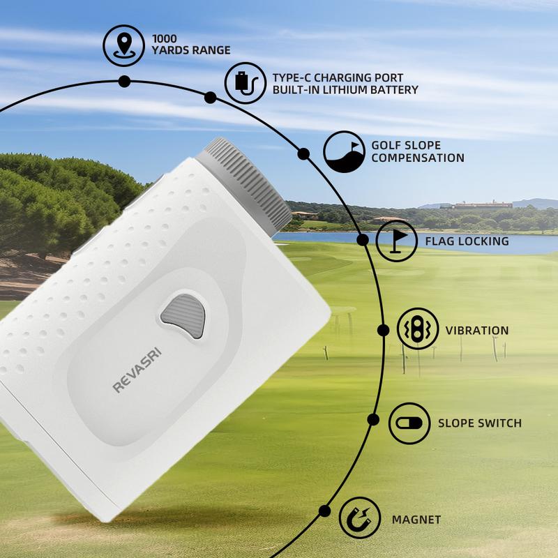 Range Finder for Golf with Slope Switch and Magnet, 1000 Yds Golf Rangefinder Featured in Pin Lock Vibration and Slope Compensation, Mini Size Laser Range Finder