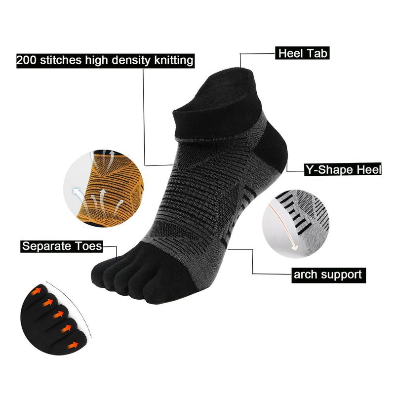 Five-finger Socks, 1 Pair Upgraded Thickened Sports Socks, High-performance Sports Invisible Toe Socks Suitable for Running, Playing Ball and Outdoor Sports