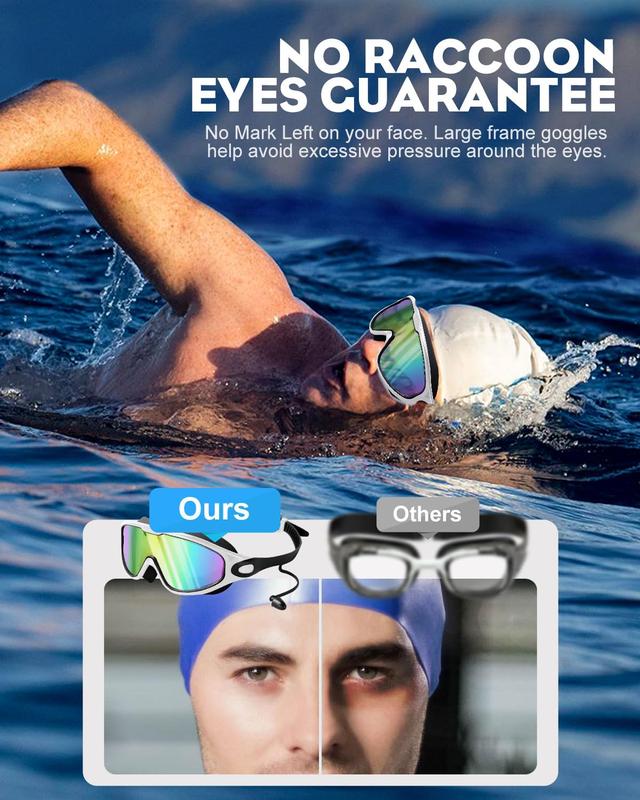 Swim Goggles 2 Pack, Wide View Anti Fog & UV Swimming Goggles, No Leaking Goggles Swimming Adult Men Women