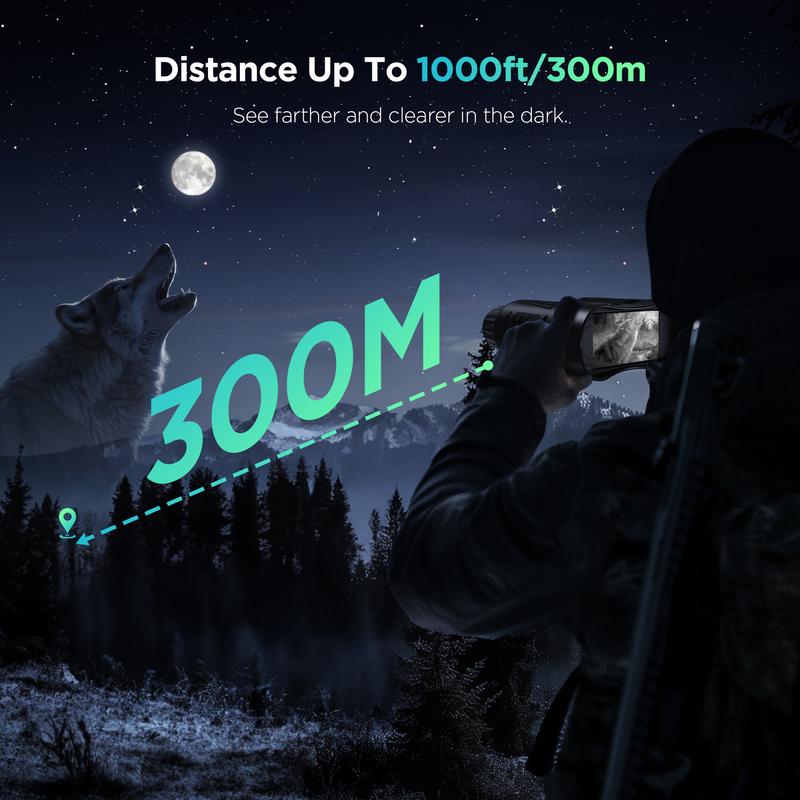 Christmas Gifts for 4K Night Vision Goggles Binoculars -  3.2'' Large Screen, 8X Digital Zoom, 32GB Card to Save Photos and Videos for Camping Hunting & Security，Christmas Present for Father for Husband for Son Night Vision Large Screen