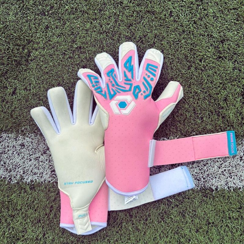 Prime Focus Goalkeeping Aura Pink Goalkeeper Gloves - Professional Quality with Negative Cut Design and Pro+ Contact Latex