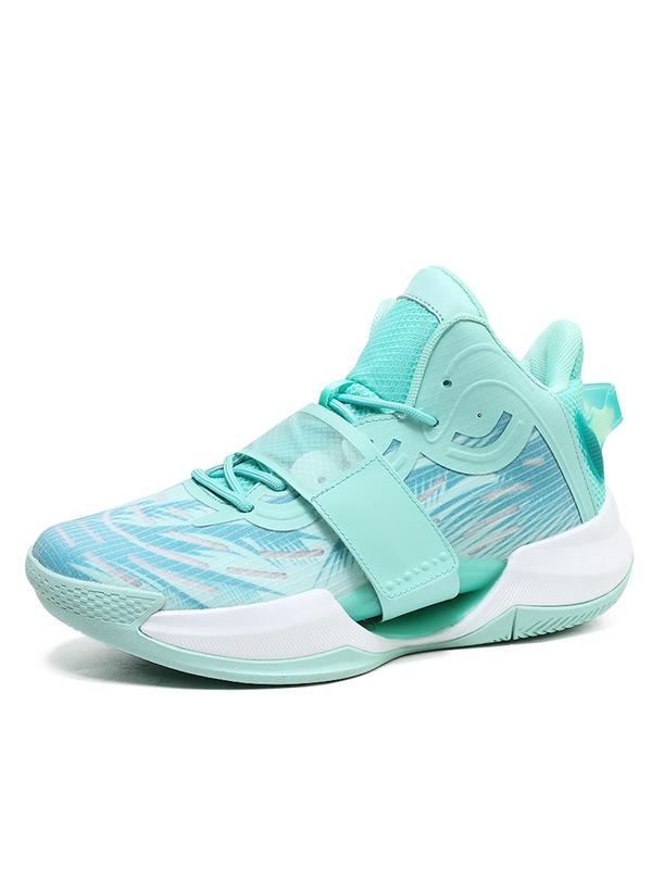 Men's Colorblock Lace Up Front Basketball Shoes, Comfortable Breathable Sports Shoes,  Basketball Cleats,  Non-slip Anti-shock Wear-resistant Rubber Large Base Sports Shoes