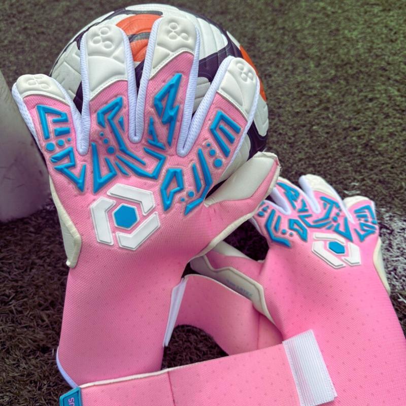 Prime Focus Goalkeeping Aura Pink Goalkeeper Gloves - Professional Quality with Negative Cut Design and Pro+ Contact Latex