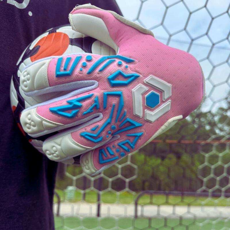 Prime Focus Goalkeeping Aura Pink Goalkeeper Gloves - Professional Quality with Negative Cut Design and Pro+ Contact Latex