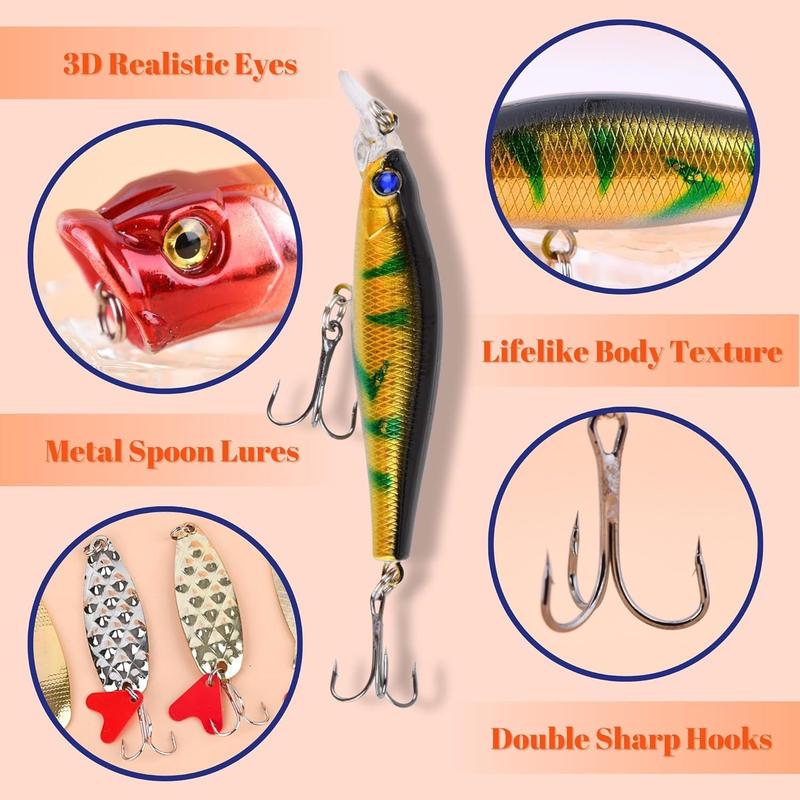 Fishing Lures 24 PCS Advent Calendar Fishing Christmas Countdown - 24 Days Fishing Lures Set for Fisher Adult Men Teen Boys - 2024 Xmas Surprise Gift