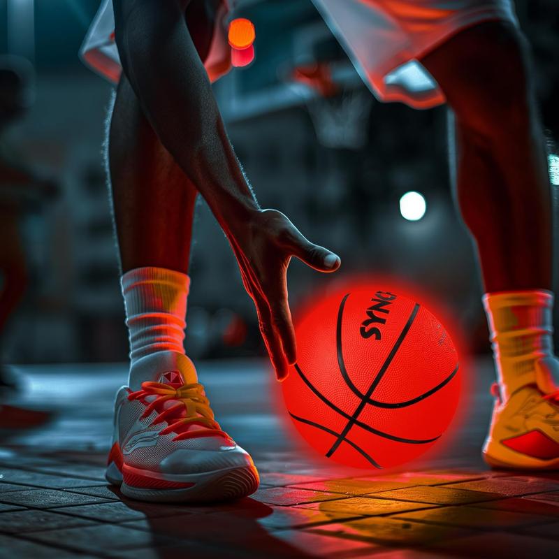 Glow in The Dark Basketball for Boys, Light Up Basketball for Night Basketball Games, Red Glowing Ball, Basketball Accessories Gifts for Teen Boy Toys Ages 3 Old and Up