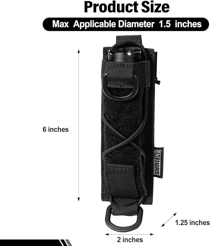 OneTigris MOLLE Flashlight Holder for Belt Pouch for Torch Linear Hand Tool with Open-top MOLLE Strap for Vertical & Horizontal Carrying