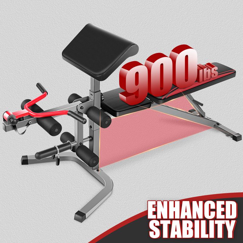 OPPSDECOR Olympic 900LBS Adjustable Weight Bench Press with Leg Extension and Preacher Curl Pad for Home Gym（Barbell and weights not included）