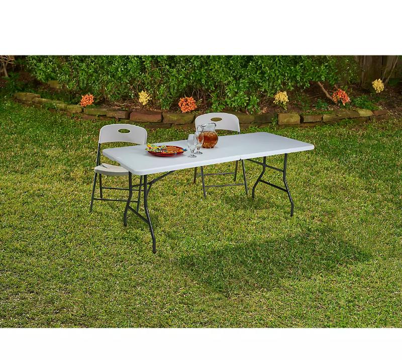 6FT Plastic Folding Table Portable Fold-in-Half Picnic Utility Table with Handle