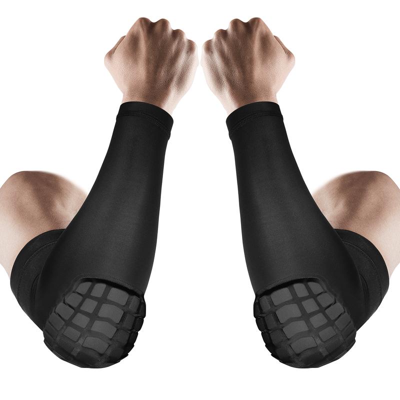 2 Count Youth & Adult Unisex Sports Elbow Pads for Basketball, Volleyball, Baseball & More - Enhanced Padded Arm Sleeves with EVA Protection(Black)