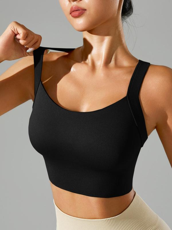 Women's Solid Criss Cross Wireless Sports Bra, Breathable Comfortable High Stretch Sports Bra, Cute Gym Clothes,  Gym Clothes Set,  Ladies Sportswear for Indoor Outdoor Wear