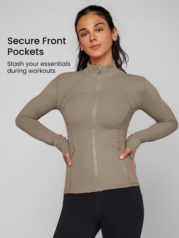 GLOWMODE FeatherFit Slim-It Streamline Performance Secure Pockets Zip Up Jacket Low Impact Yoga Daily Fall