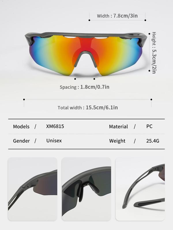 Unisex Simple Style Plain Sports Sunglasses, Windproof Anti-sand Sports Sunglasses, Non-slip Sports Eyewear for Outdoor Cycling Driving Fishing