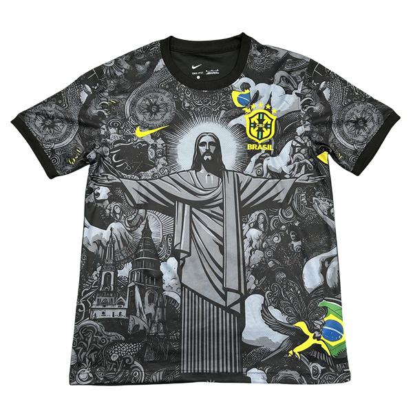 NIKE 2425 Brazil Black Short Sleeve Special Edition Redeemer Five Star Neymar Jr  Soccer Jersey