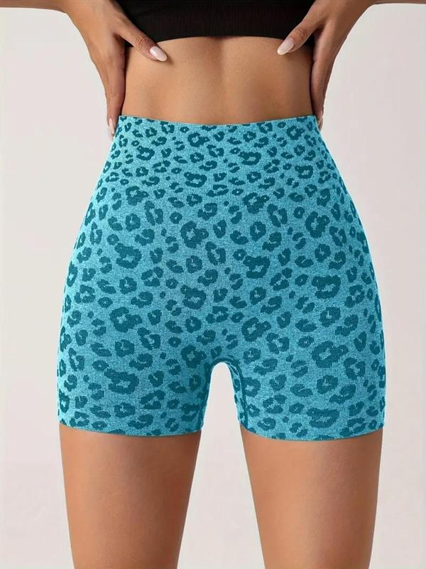 Women's Leopard Print High Waist Summer Sports Gym Shorts, Casual Comfy Breathable Summer Skinny Shorts for Yoga Gym Workout Running, Back To School Clothes, Gym Clothing, Ladies Sportswear for All Seasons