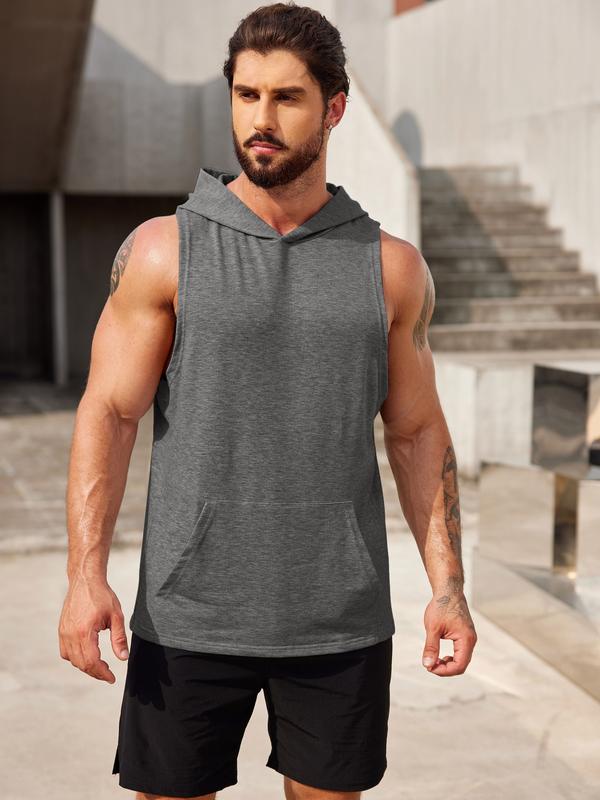 COOFANDY Men's 2 Pack Workout Hooded Tank Tops Bodybuilding Muscle Cut Off T Shirt Sleeveless Gym Hoodies C