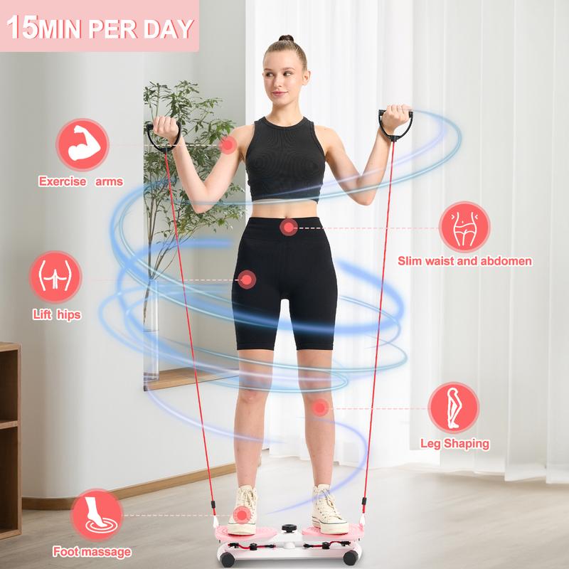 HOTWAVE Waist Twist Machine Women's Waist Exercise Equipment Cardio Home Training Equipment Comes with 2 10lb Loop Resistance Bands