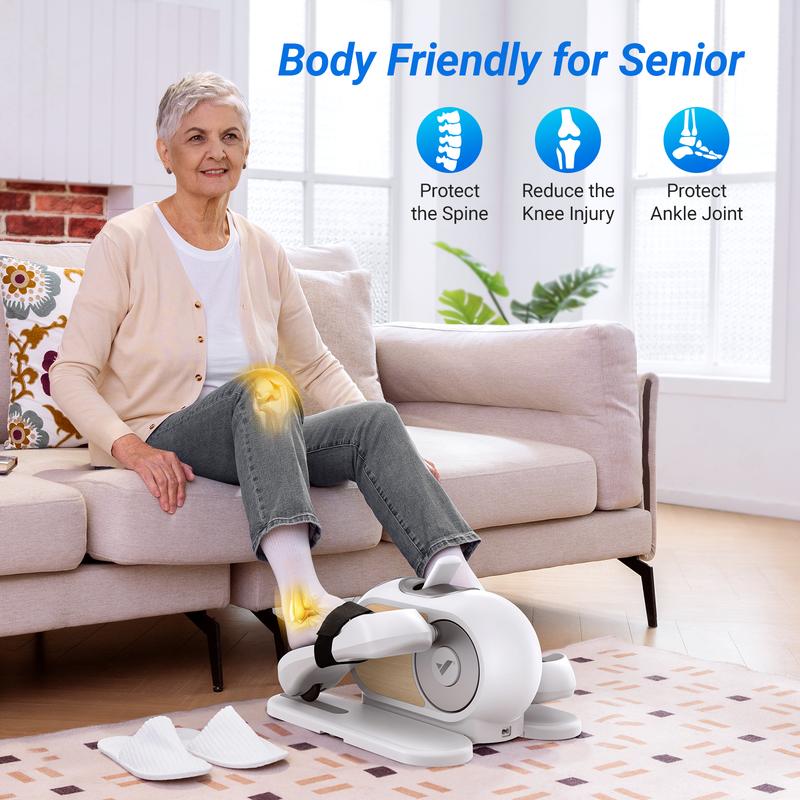 MERACH Under Desk Elliptical Machine Ellipse Leg Exerciser for Seniors 12 Adjustable Speed Quiet & Portable Seated Pedal Remote Control & Non-Slip Pad