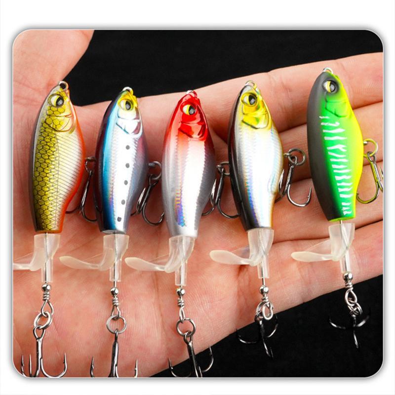 Artificial Fishing Lure with Hook, Spiral Propeller Design Fishing Bait, Floating Hard Bait, Noise Fishing Lure For Outdoor Fishing