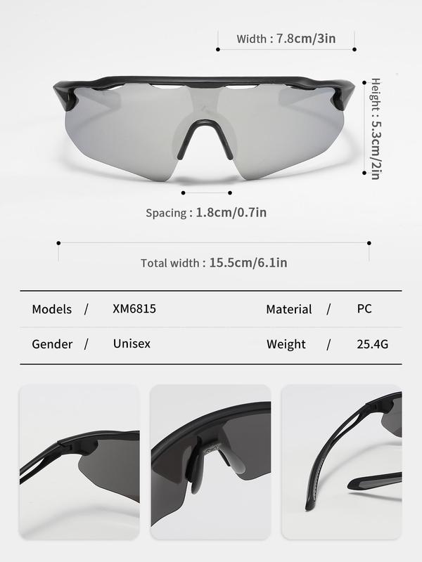 Unisex Simple Style Plain Sports Sunglasses, Windproof Anti-sand Sports Sunglasses, Non-slip Sports Eyewear for Outdoor Cycling Driving Fishing