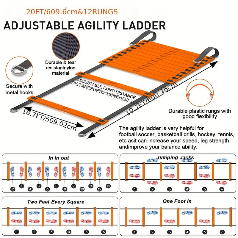 The 6*4 goal set includes 1 black goal, a No. 4 football, a pump, an agility ladder and a logo disc