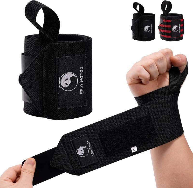 Slim Panda Wrist Wraps- Workout Wrist Support for Weightlifting, MMA, and Strength Training - 14in, Black fitness wristband，Black Friday