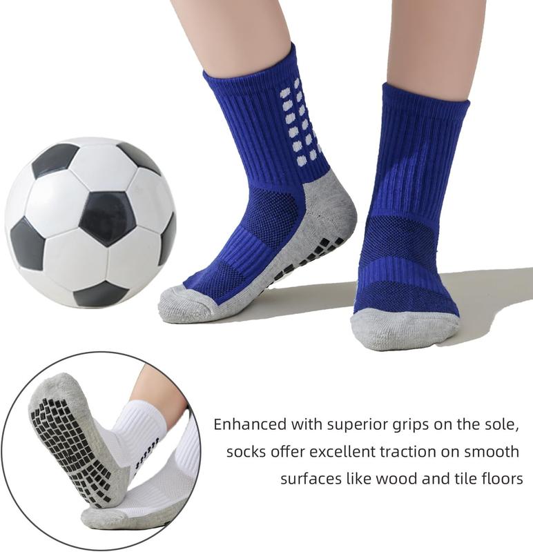 Boys Soccer Socks Athletic Sports Socks Hospital Grip Soccer Socks For Boys Girls 5 Pack 4-14 Years