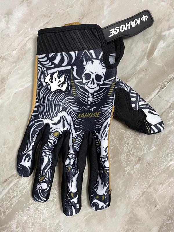 Skull & Letter Print Sports Gloves, Breathable Comfortable Non-slip Cycling Gloves, Sports Bike Gloves for Men & Women, Football Gloves, Sports & Outdoor Clothes Accessories