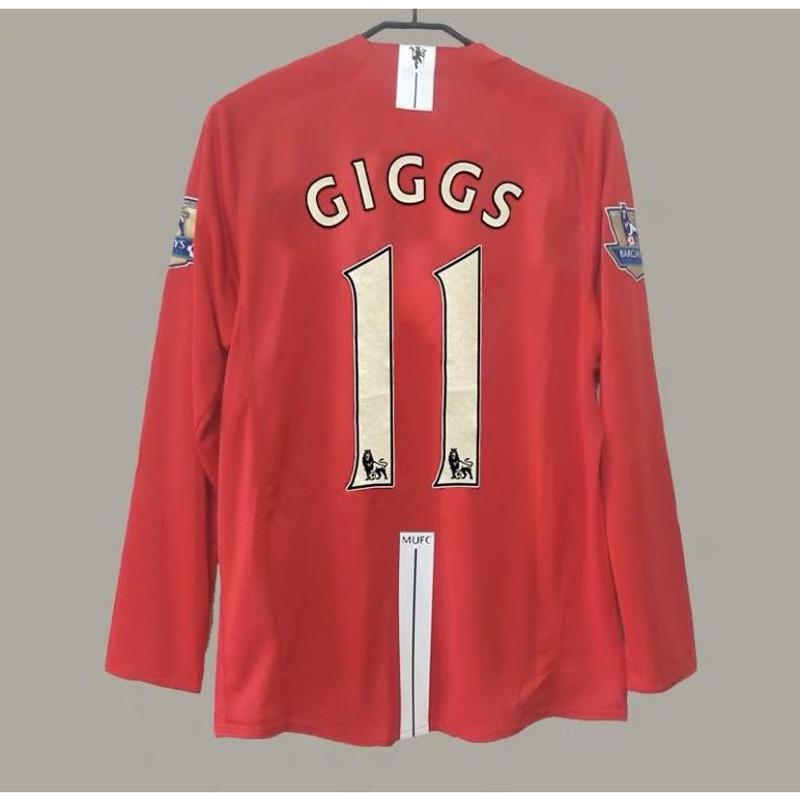 0708 Red Devils jersey, Champions League version, home 7 Cristiano Ronaldo short sleeved retro football jersey, customized for Rooney Giggs team uniform