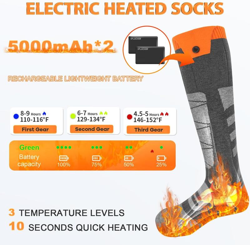 Heated Socks for Men Women, 5000mAh x2 APP Control Battery Washable Heating Socks Foot Warmers for Skiing Hiking Camping Biking Hunting Outdoor Work