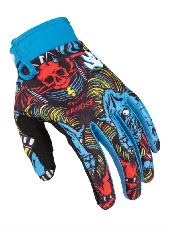 Skull & Letter Print Sports Gloves, Breathable Comfortable Non-slip Cycling Gloves, Sports Bike Gloves for Men & Women, Football Gloves, Sports & Outdoor Clothes Accessories