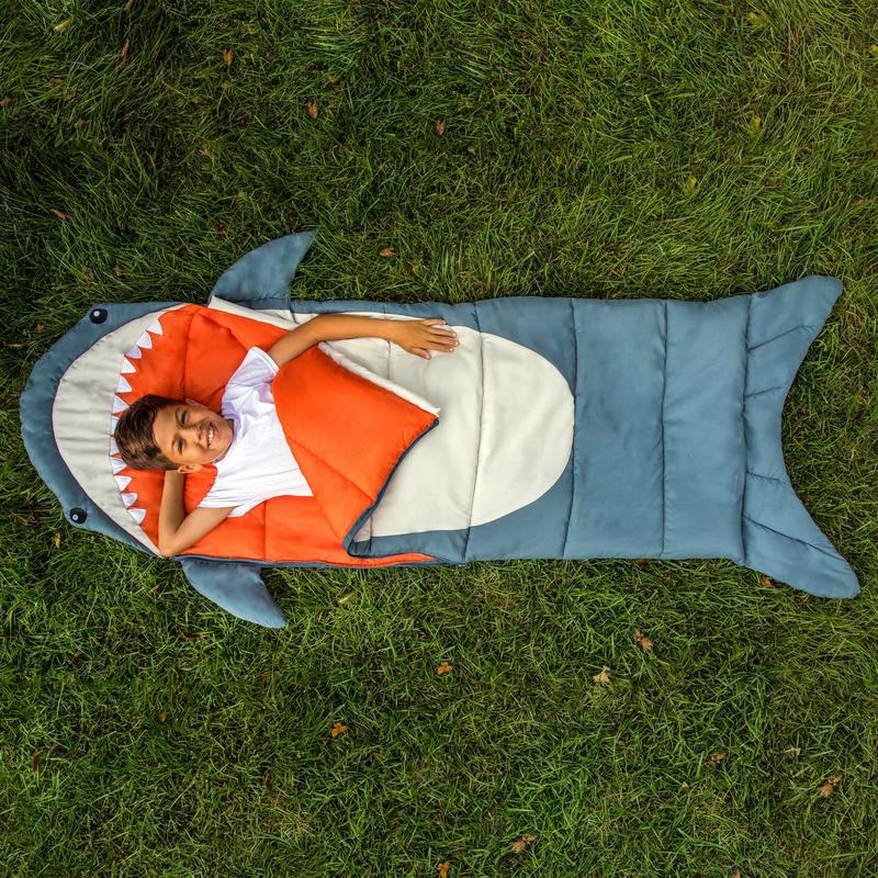 Outdoor Gear Finn the Shark Kid's Sleeping Bag - Navy Gray (youth size 65 in. x 24 in.)