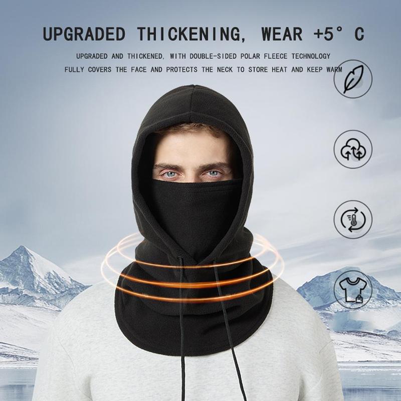 Winter Warm Neck Warmers, Outdoor Cold-proof Head Mask, Fleece Multi-function Drawstring Sweater-style Headgear, Full Face Windproof Integrated Neck Warmers for Cycling Motorcycle