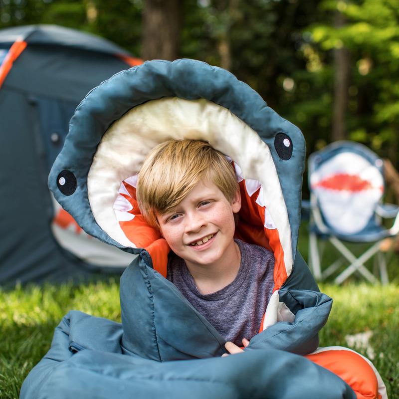 Outdoor Gear Finn the Shark Kid's Sleeping Bag - Navy Gray (youth size 65 in. x 24 in.)