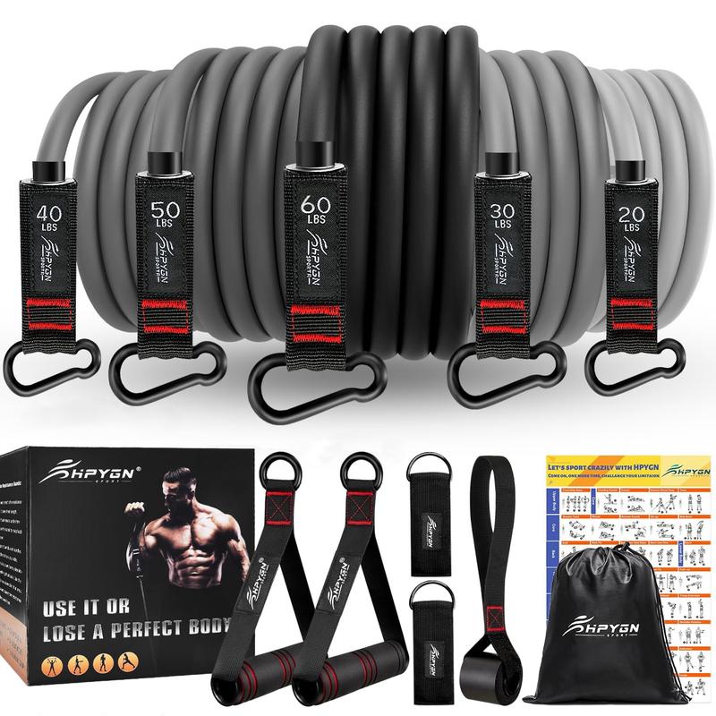 Resistance Bands Set, 200lb HPYGN 5 Tube Fitness Bands for Muscle Training