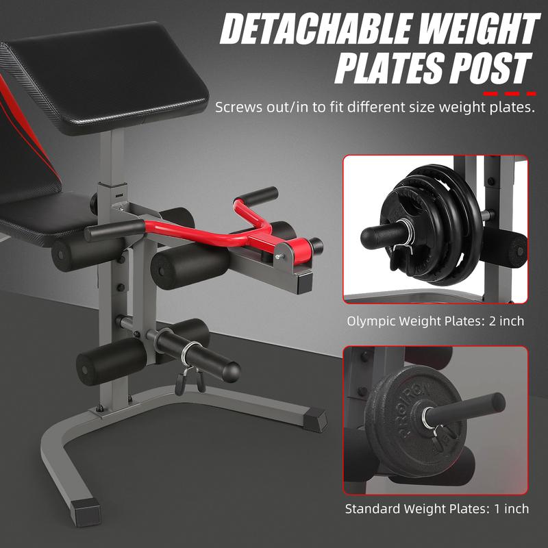 OPPSDECOR 900LBS Adjustable Weight Bench Press with Leg Extension and Preacher Curl Pad, Flat Incline Decline Utility Workout Bench for Home Gym