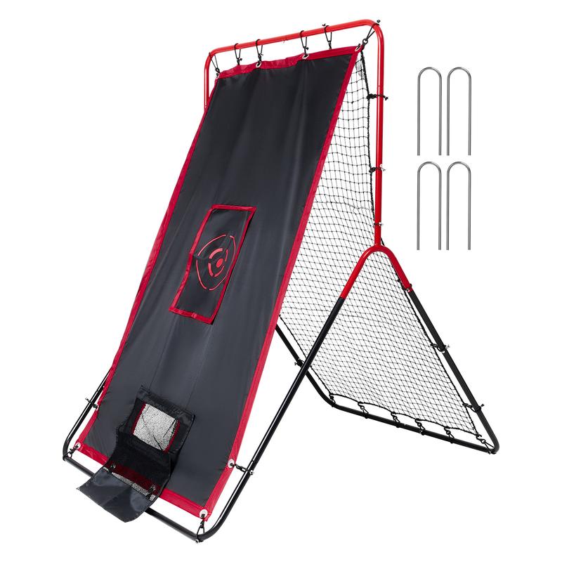 VEVOR Baseball And Softball Rebounder Net, 3.5 x 4.5 ft 2-in-1 Switch Hitter Pitch Trainer, PitchBack Baseball Pitching Return Trainer Nest, Bounce Back Net for Fielding Throwing Practice