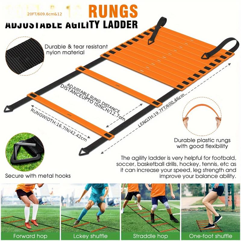 The 6*4 goal set includes 1 black goal, a No. 4 football, a pump, an agility ladder and a logo disc