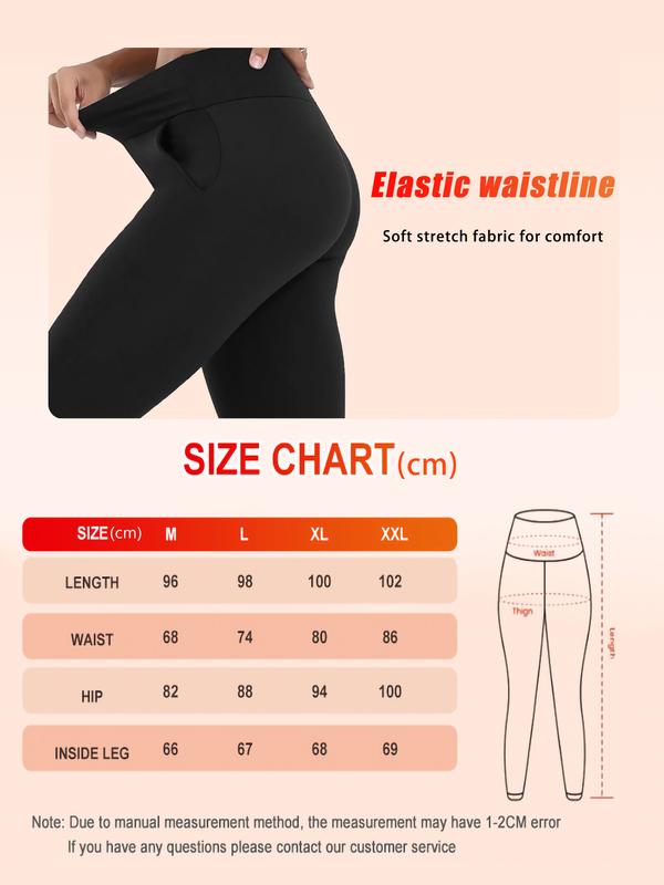 4 Pcs Women's Solid Color High Waist Thermal Lined Sports Tummy Control Leggings, Gym Clothing, Fall Clothes, Warm Wide Waistband Skinny Pants for Winter, Ladies Sportswear Clothing for Indoor Outdoor Wear, Leggings for Women, Fall Outfits 2024