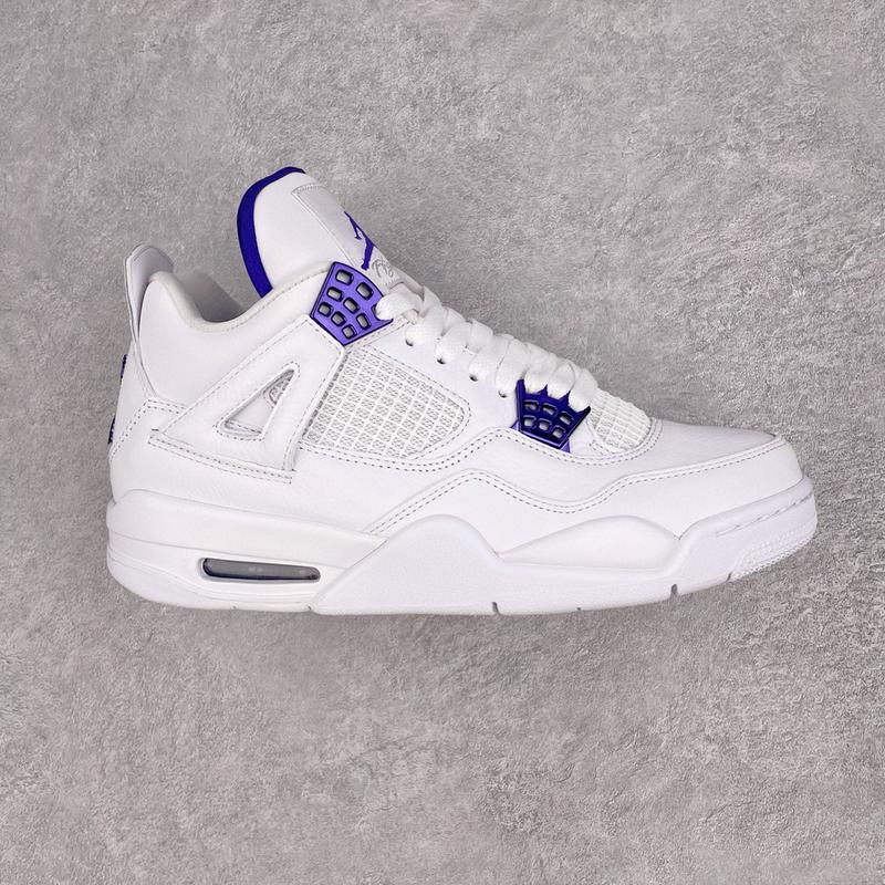 Hot selling Jordan 4 pure white purple buckle fashionable trend anti slip wear-resistant cushioning casual sports shoes Winter Hot Sale