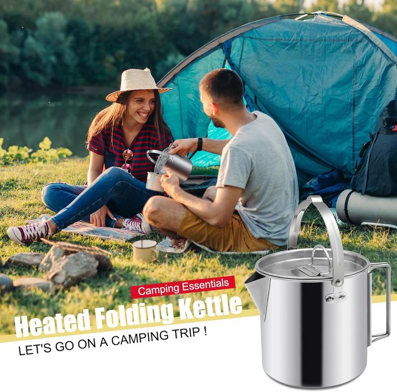 Camping  Kettle, Portable 1.2L Coffee Pot, Outdoors Camping Pot, with Handles and with Lids for Camping Hiking Picnic Camping, Backpacking,