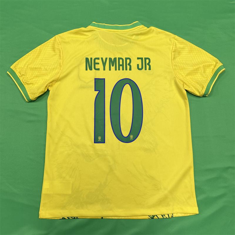 Nike 2223 Team Brazil Godbird Special Edition Five Stars  black Short Sleeve Top Neymar Jr. away Soccer Jerseys Quick Dry Vintage