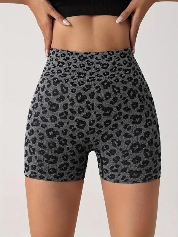 Women's Leopard Print High Waist Summer Sports Gym Shorts, Casual Comfy Breathable Summer Skinny Shorts for Yoga Gym Workout Running, Back To School Clothes, Gym Clothing, Ladies Sportswear for All Seasons