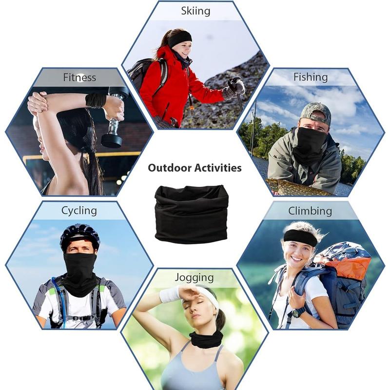 9 Pcs Soft Windproof, Face Cover for Sun Protection, Cooling Neck Gaiter Face Cover Scarf Set, Hiking Cycling, Protection Mask for Men and Women